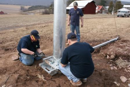 Leveling and tightening the bolts...